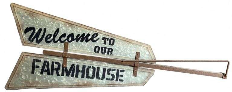 Metal Farmhouse Welcome Windmill Sign, 40x15.8"