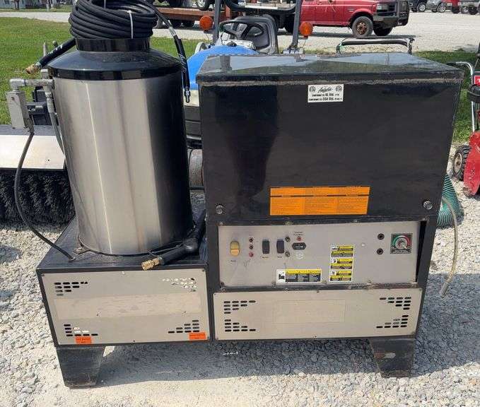 AaLadin Natural Gas Hot Water Pressure Washer, 230V, New Heater Coil, New Hose, Gun and Wand, Ready to Use