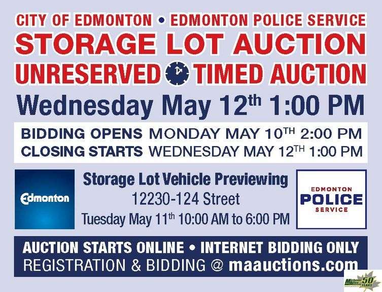 May 12th City of Edmonton Impound Auction Michener Allen Auctioneering Ltd