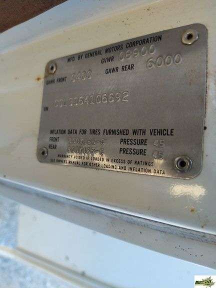 Non-Operable 1975 Chevyvan30 Aquarius Motor Home 59959 MI