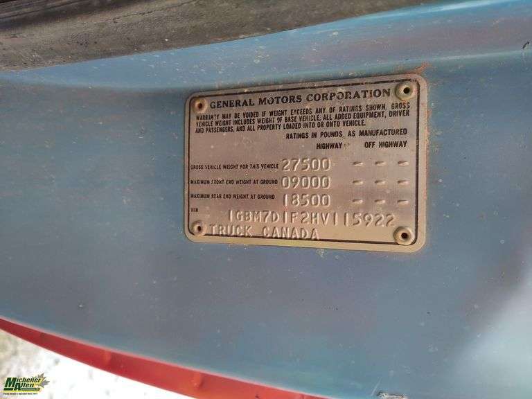 1987 Chevrolet Kodiak C70 S/A HAP 1010 Picker Deck Truck