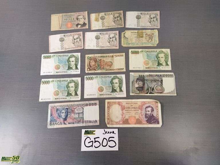 Foreign 9000 Note Assorted Foreign Currency Notes - Qty 14 - Michener Allen Auctioneering Ltd