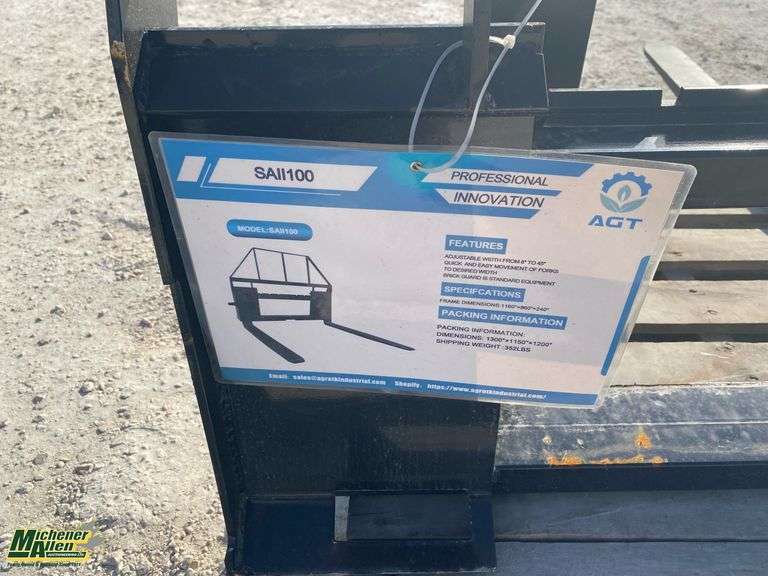 2024 Unused Mower King SAll100 4ft Skid Steer Forks Michener Allen