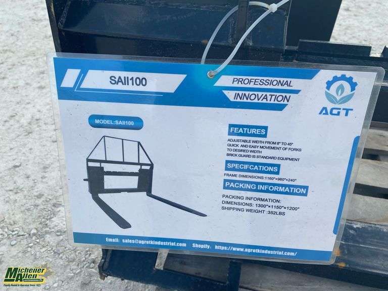 2024 Unused Mower King SAll100 4ft Skid Steer Forks Michener Allen