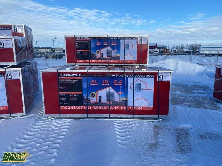 Unused Hills Industrial Heavy Duty Shelter (80ft L x 40ft W x 26ft H)  - 3 Crates