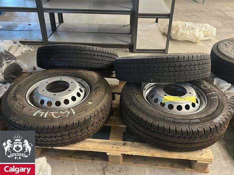 4 various 215/85 R16 tires  2 with rims