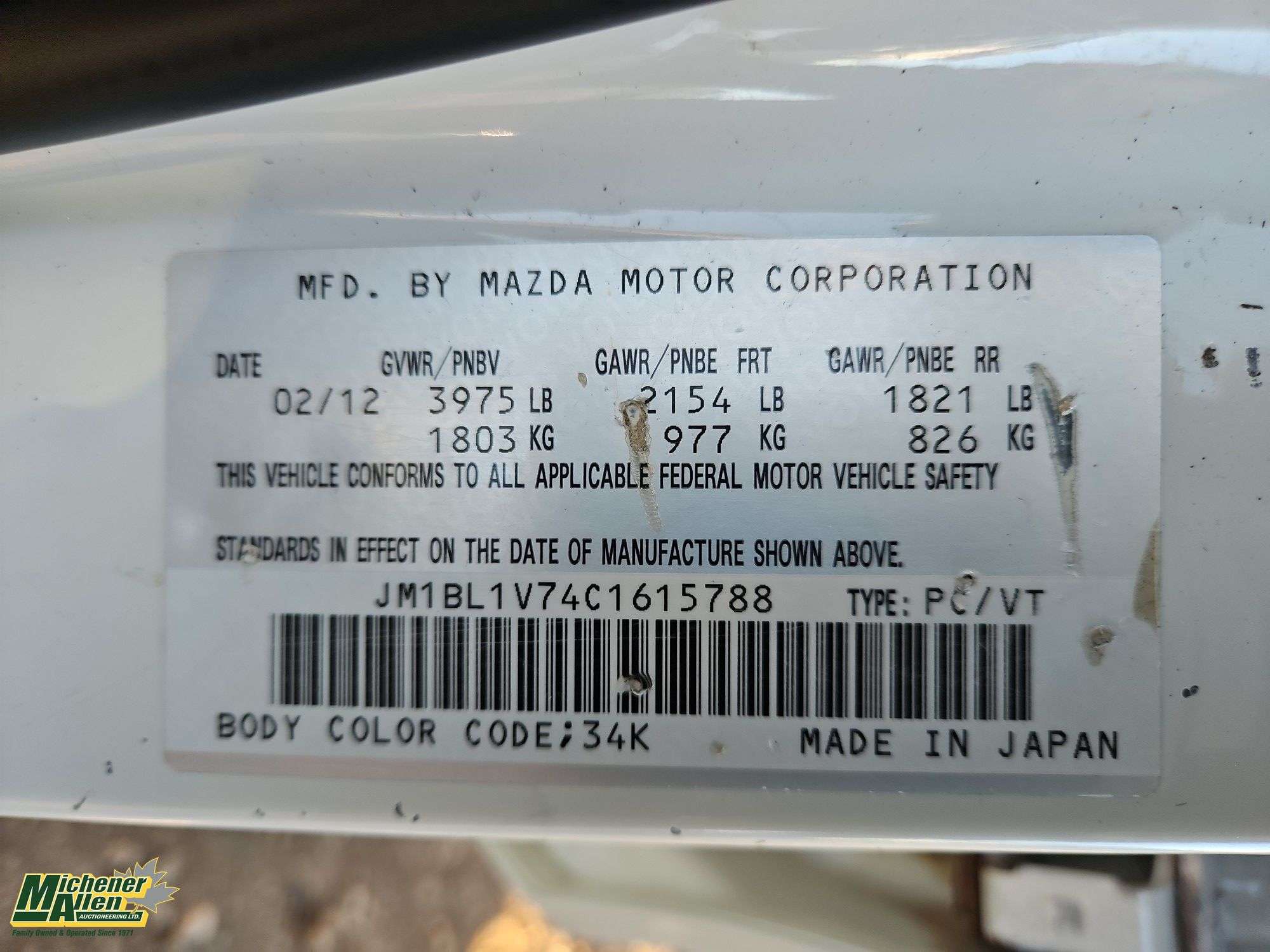 2012 Mazda Mazda3 4dr Sedan 6A - Michener Allen Auctioneering Ltd