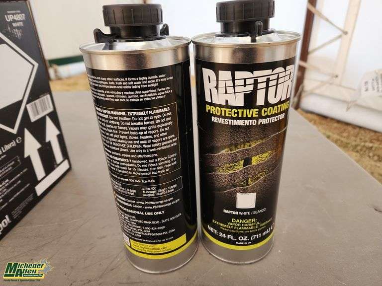 4 Bottles Of Raptor Protective Coating White