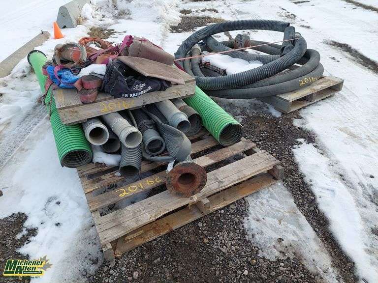 2 Pallets Assorted Suction Hose 3-6", Assorted Layflat Hose 2-6", Strainer Nipples, Aluminum Suction