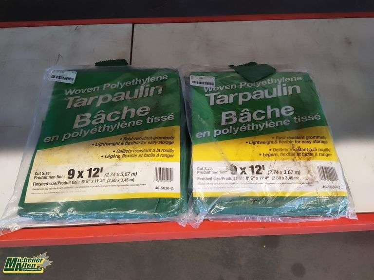 2 unused Woven 9ft x 12ft Tarps