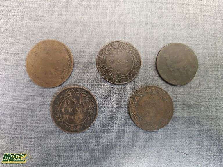 Late 1800's Early 1900's Copper Pennies Qty 5
