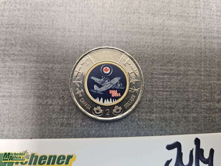 Canada 100th Anniversary RCAF 2 Dollar Colorized Coin - Qty.1