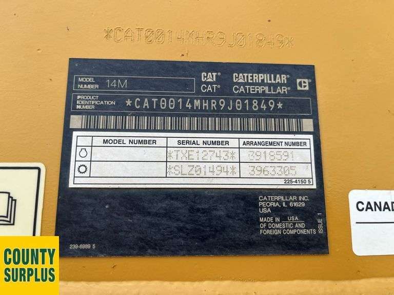 2017  Caterpillar   14M  Grader  Ripper/Scarifier, Snow Wing, Front Lift Group
