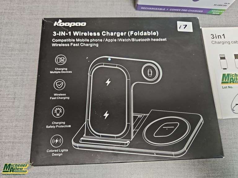 3 in 1 Foldable Wireless Charger,  3 in 1 Charging Cable and Portable Charger - Qty.1