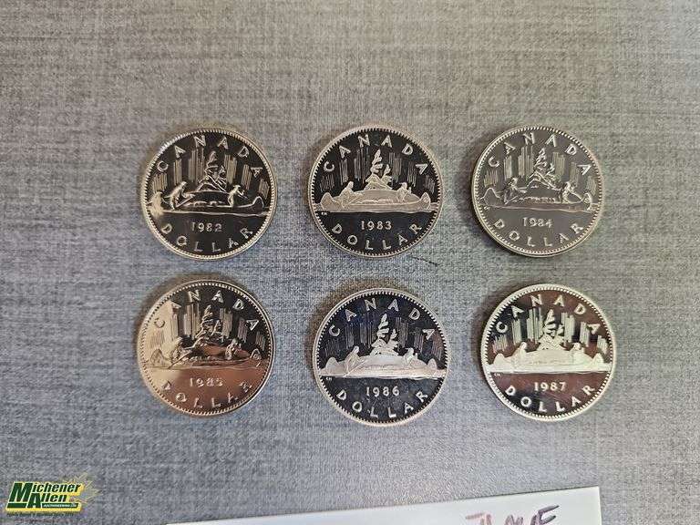 1982-1987 Canada 1 Dollar Coins Qty.6