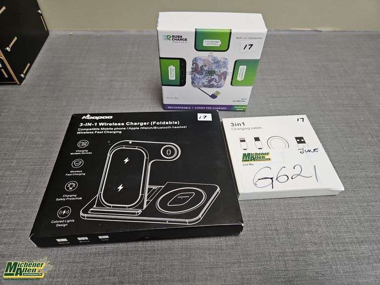 3 in 1 Foldable Wireless Charger,  3 in 1 Charging Cable and Portable Charger - Qty.1