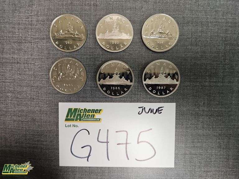 1982-1987 Canada 1 Dollar Coins Qty.6