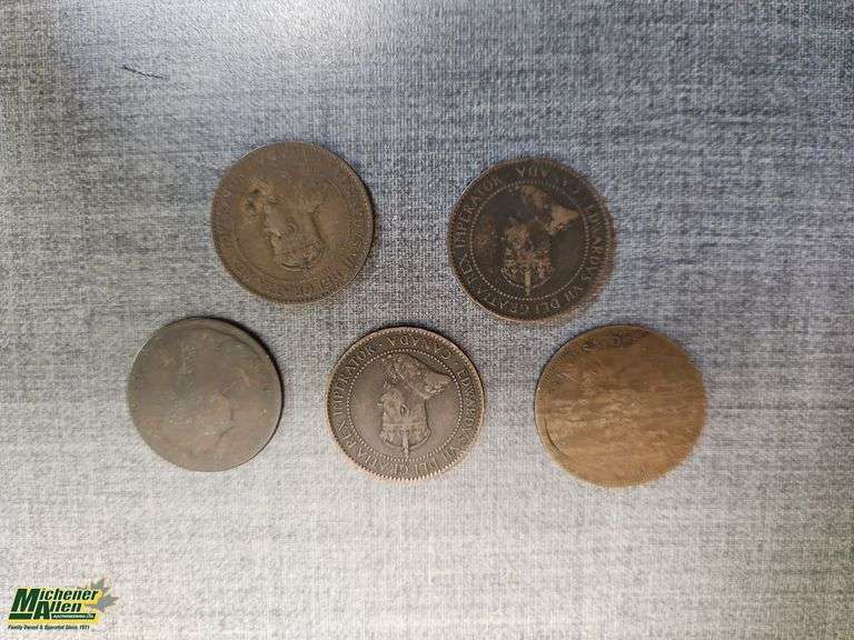 Late 1800's Early 1900's Copper Pennies Qty 5