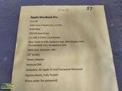 Apple MacBook Pro A1278 with Power Adapter - Qty 1