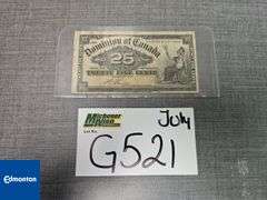 1900 Dominion of Canada Shin Plaster 25 Cent Note- Qty.1