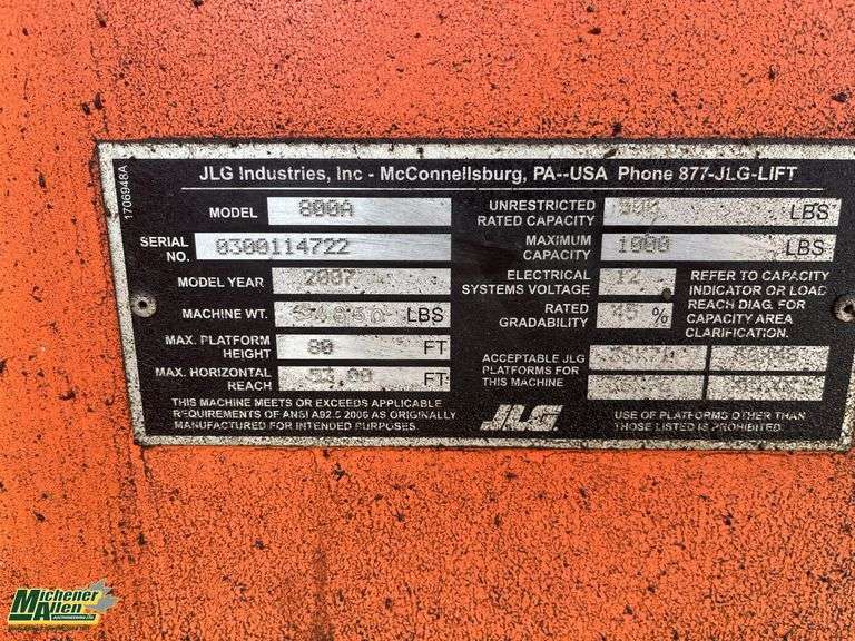JLG  800A  1000  LBS  4x4  Boom Lift