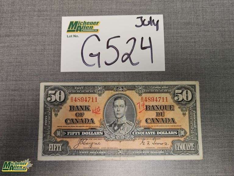 1937 Bank of Canada 50 Dollar Note - Qty.1