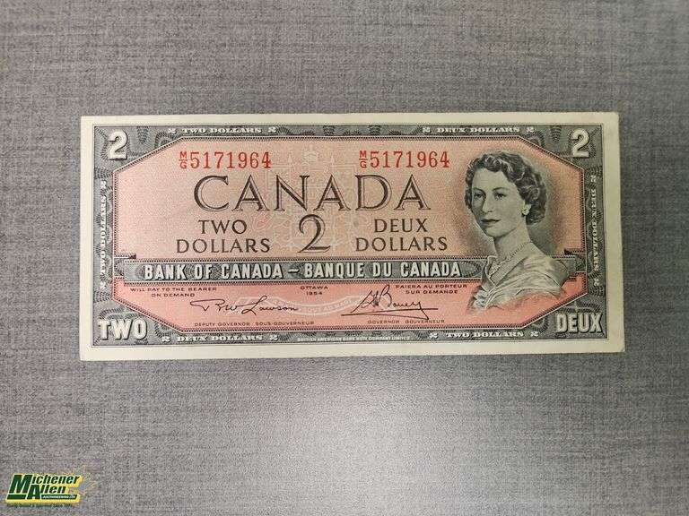 1954 Bank of Canada 2 Dollar Note - Qty.1