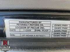 2009  Peterbilt  388  T/A  Wet Kit Sleeper Tractor