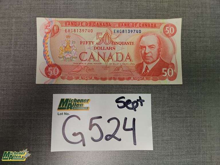1975 Canadian Rcmp Musical Ride Fifty Dollar Note - Qty.1 - Michener ...
