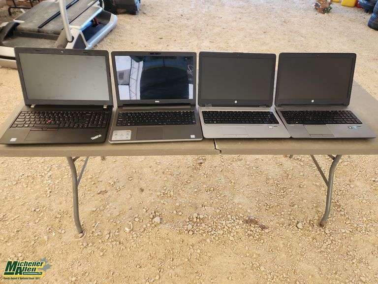 4 Assorted Laptops 2Hp 1 Dell 1 Lenovo ThinkPad  All Without Power Cords