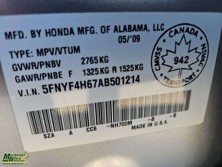 美品！見本盤 プロモ Television / Adventure 白ラベル 2010 Honda Pilot - Michener Allen Auctioneering Ltd