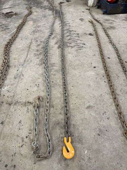 (1) 13' 1/2" log chain with hooks and (1) 16'6" 1/2" log chain with hooks