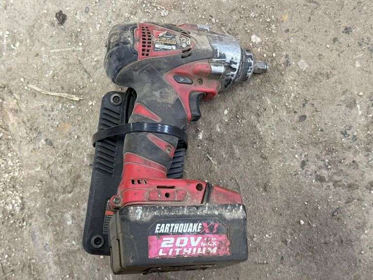 Earthquake 20V cordless 3/8" impact wrench with battery and charger