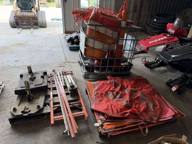 Construction cones, fencing, signs and sign bases