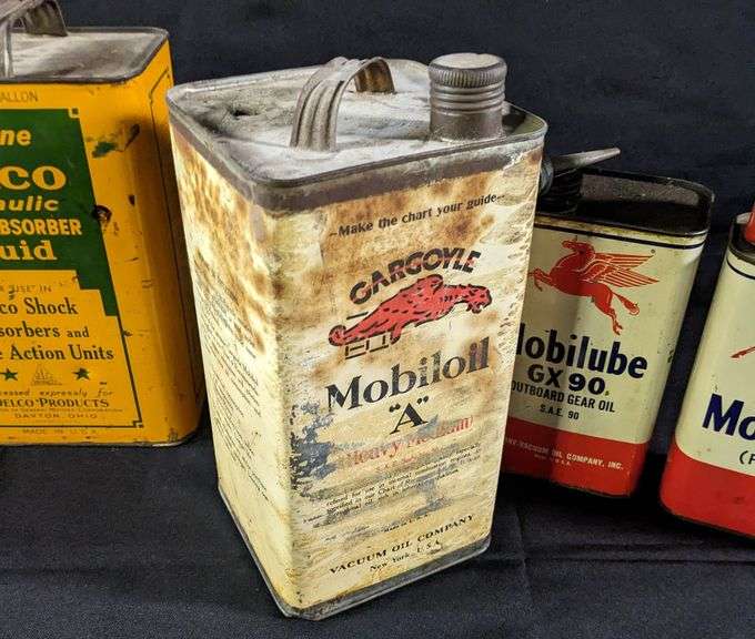 5 ASSORT MOBIL & DELCO OIL CANS