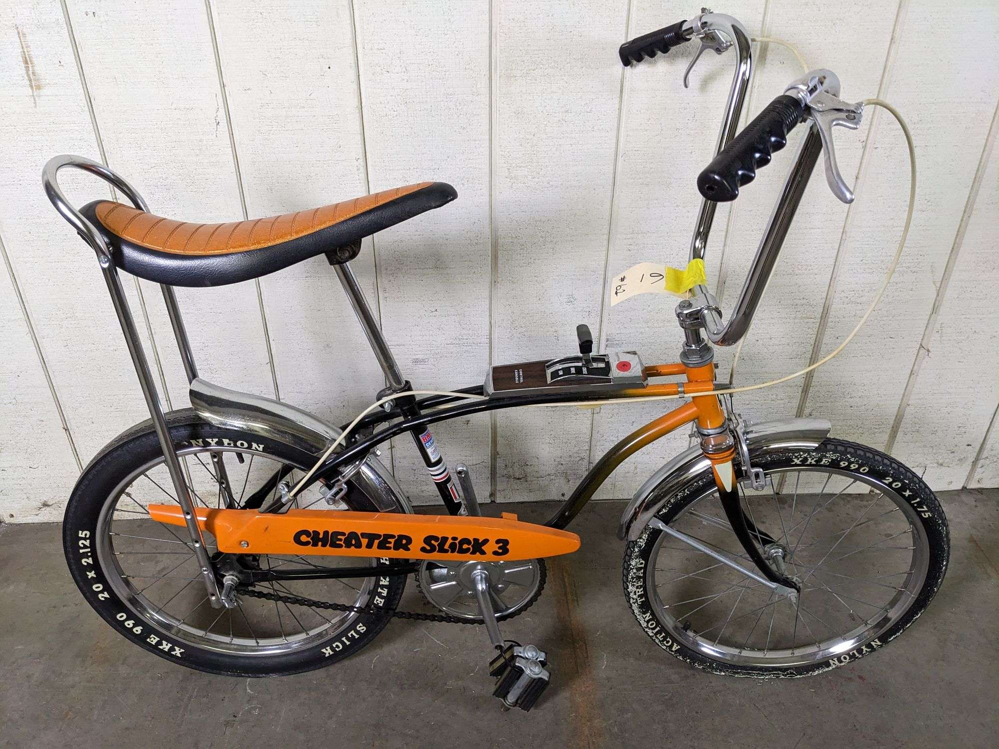 HUFFY CHEATER SLICK 3 THREE SPEED ORANGE-BLACK MUSCLE BIKE