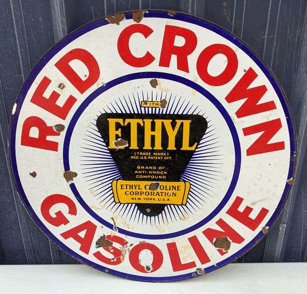 PORCELAIN SIGN STANDARD OIL CO RED CROWN ETHYL GASOLINE - Millers ...