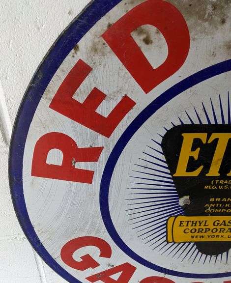 PORCELAIN SIGN RED CROWN ETHYL GASOLINE - Millers Auction Co.