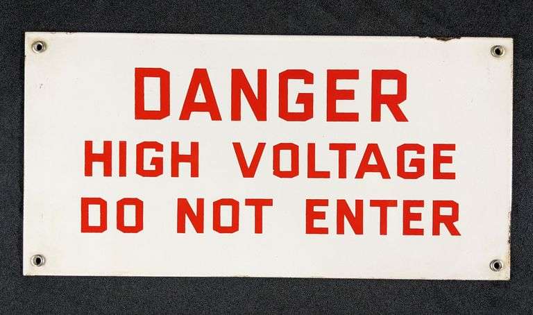 DANGER HIGH VOLTAGE PORCELAIN SIGN