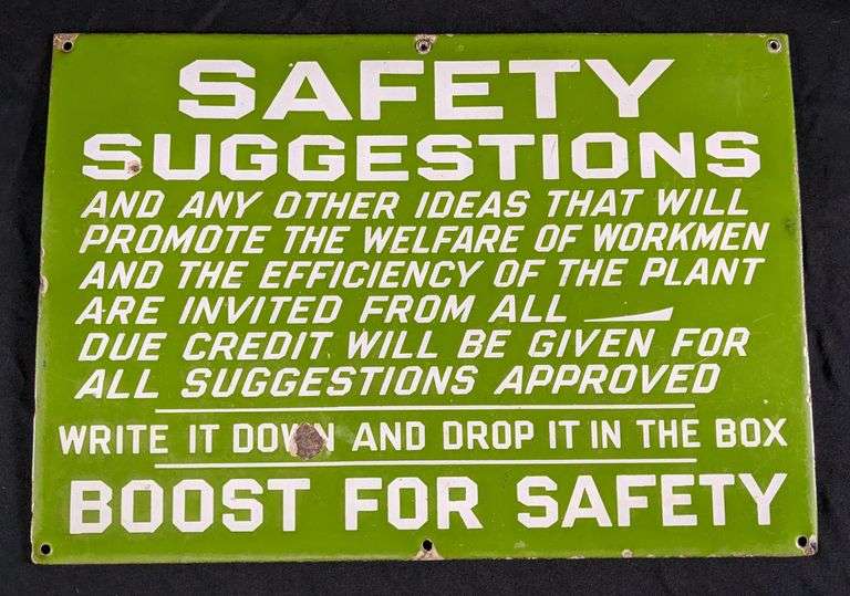 SAFETY SUGGESTIONS BOOST FOR SAFETY PORCELAIN SIGN