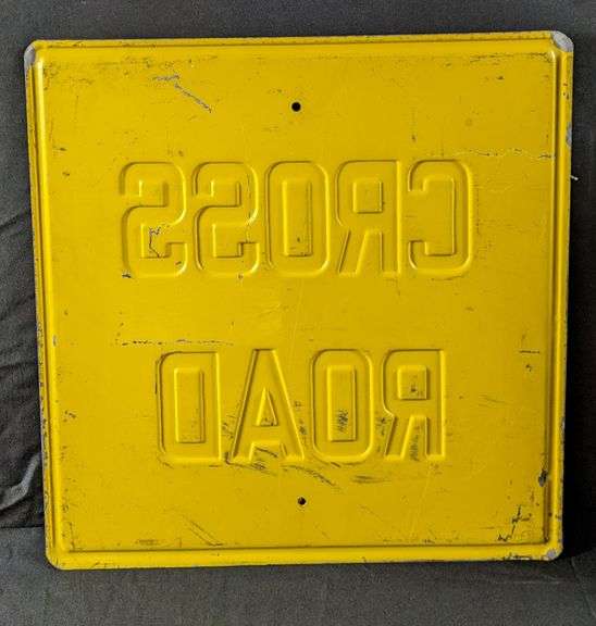 EMBOSSED STEEL SIGN CROSS ROAD