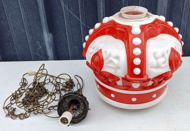 1970'S STANDARD OIL CO RED CROWN GASOLINE GAS PUMP GLOBE SWAG LIGHT ...
