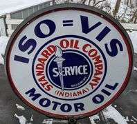 PORCELAIN CURB SIGN ISO VIS MOTOR OIL STANDARD OIL CO