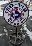 PORCELAIN CURB SIGN ISO VIS MOTOR OIL STANDARD OIL CO