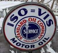 PORCELAIN CURB SIGN ISO VIS MOTOR OIL STANDARD OIL CO