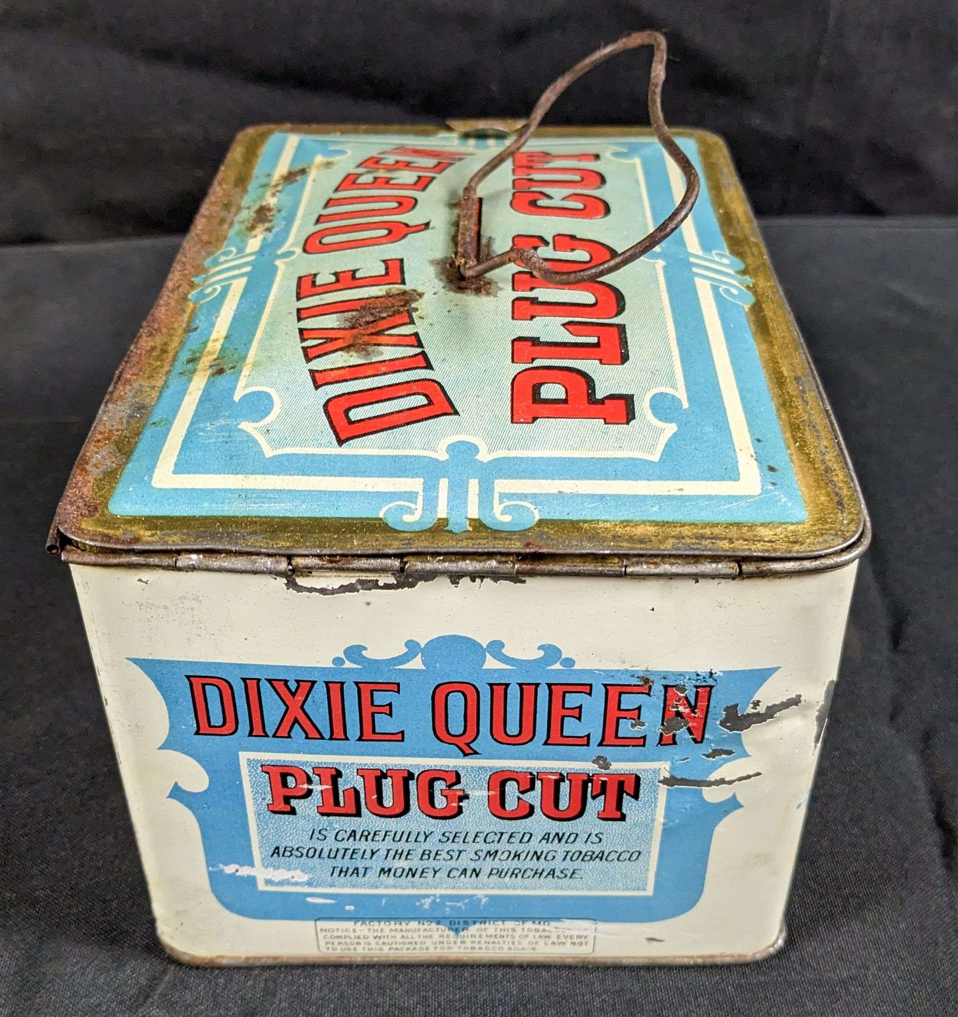 TIN LITHO DIXIE QUEEN PLUG CUT TOBACCO TIN CAN