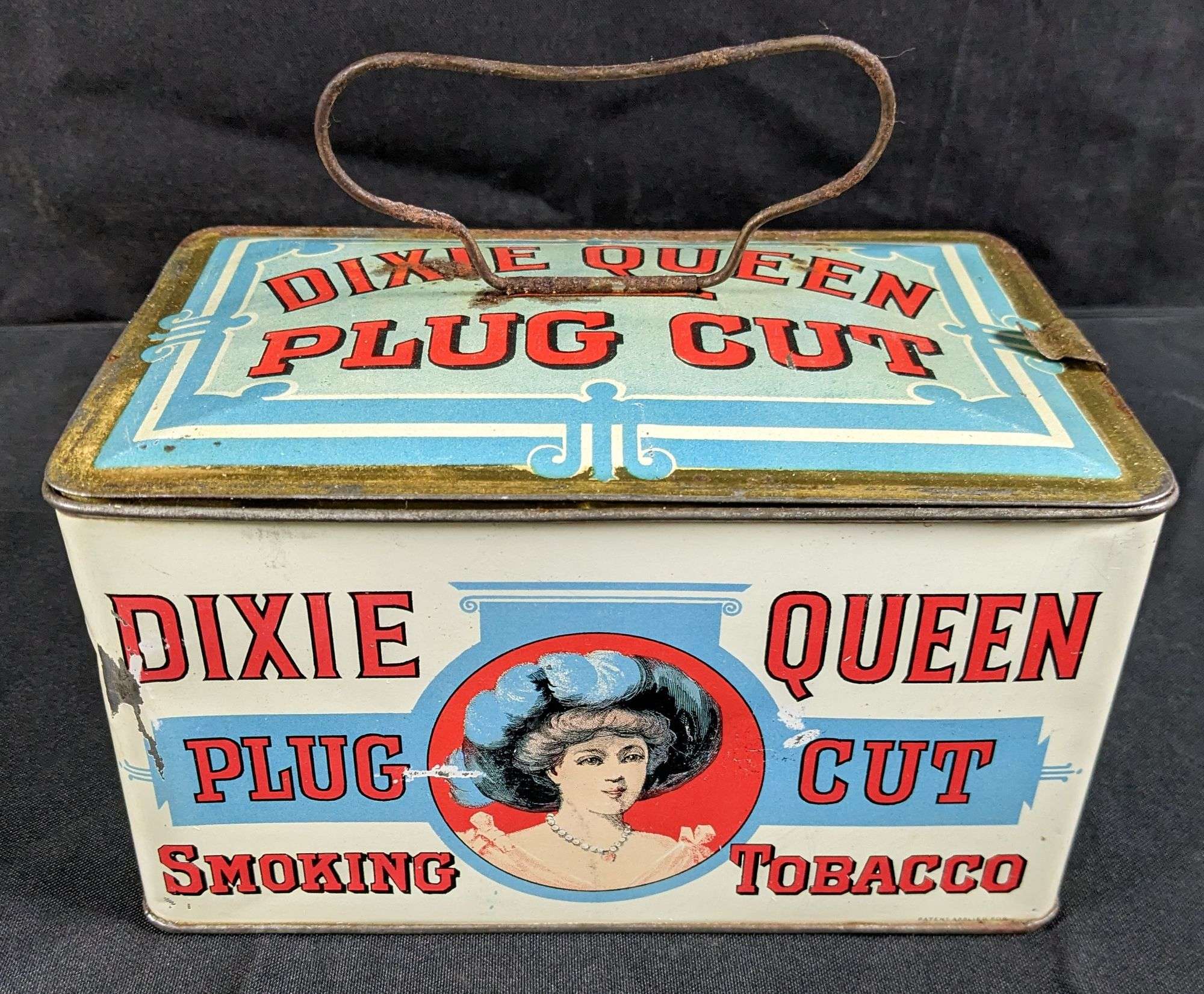TIN LITHO DIXIE QUEEN PLUG CUT TOBACCO TIN CAN