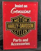 EMBOSSED SIGN INSIST ON GENUINE HARLEY DAVIDSON MOTORCYCLE PARTS & ACCESSORIES
