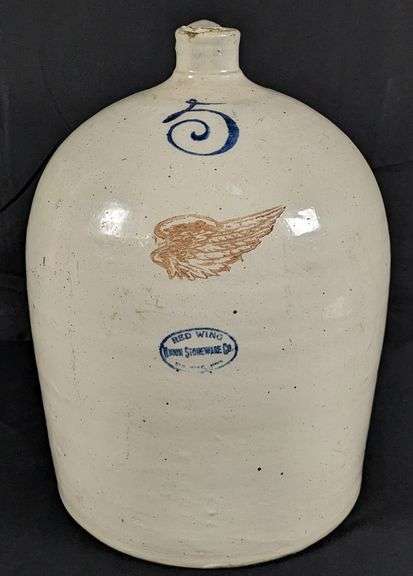 5 GAL RED WING STONEWARE BEEHIVE CROCK JUG