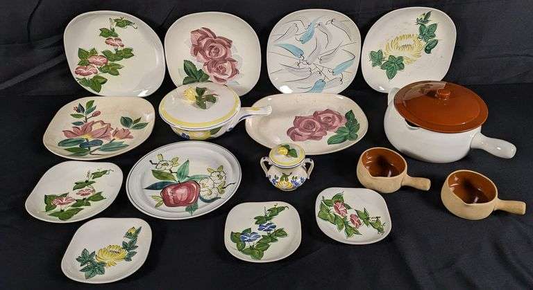 16 PCS RED WING POTTERY DINNERWARE NORMANDY BRITTANY WILLOW MCM MID CENTURY MODERN
